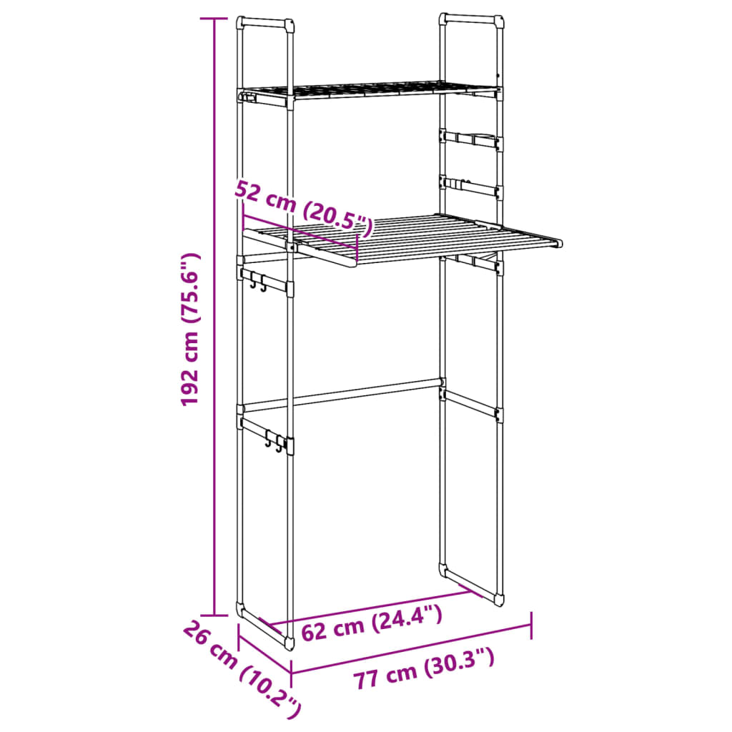 Estantería para lavadora aluminio 77x52x192 cm - Vetonek