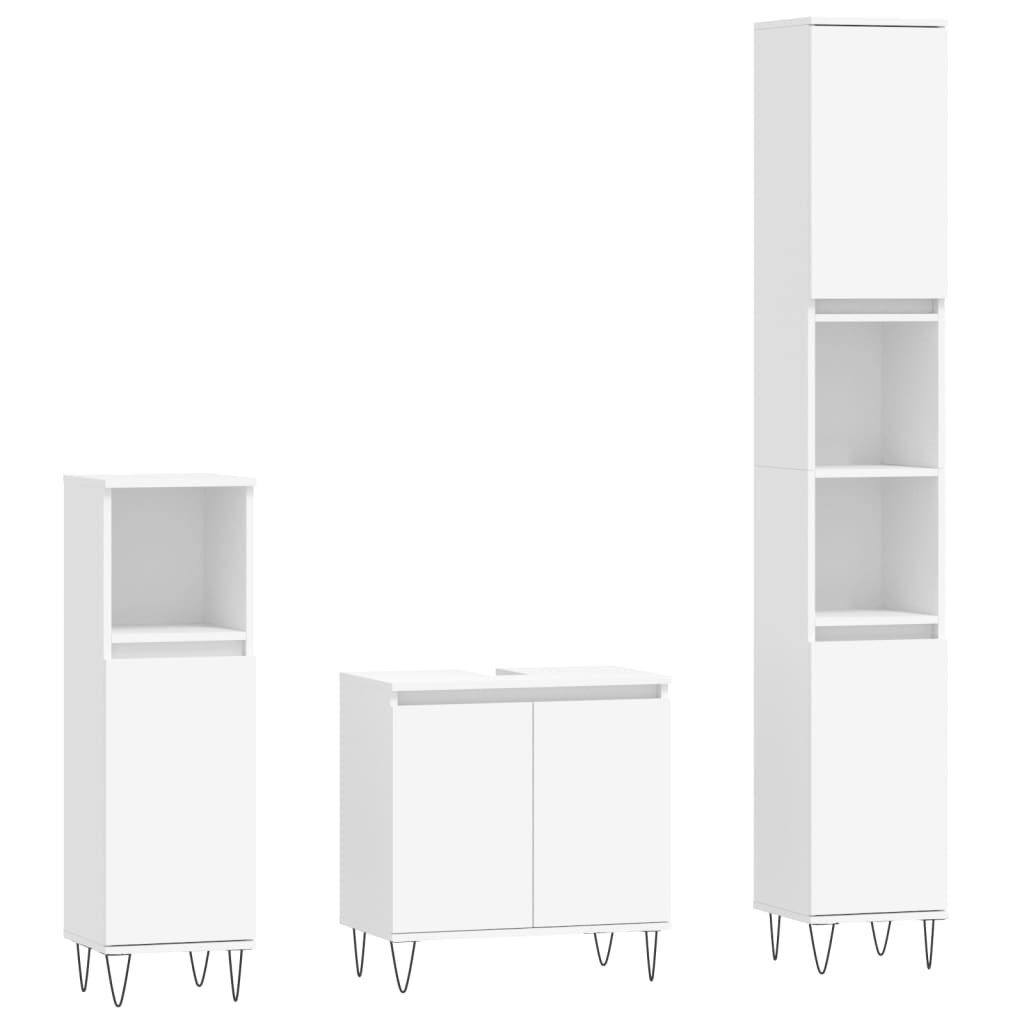 Set de muebles de baño 3 piezas madera blanco vidaXL