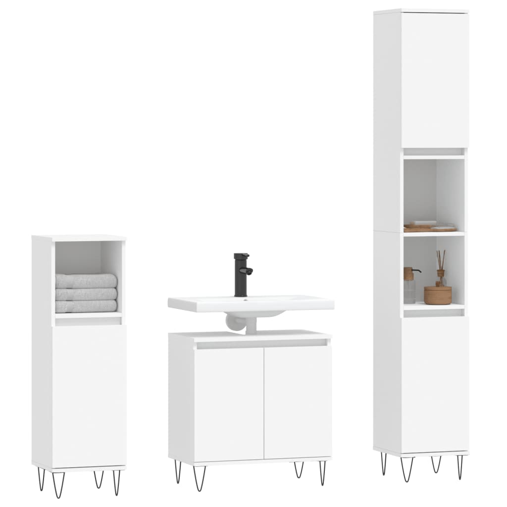 Set de muebles de baño 3 piezas madera blanco - Vetonek