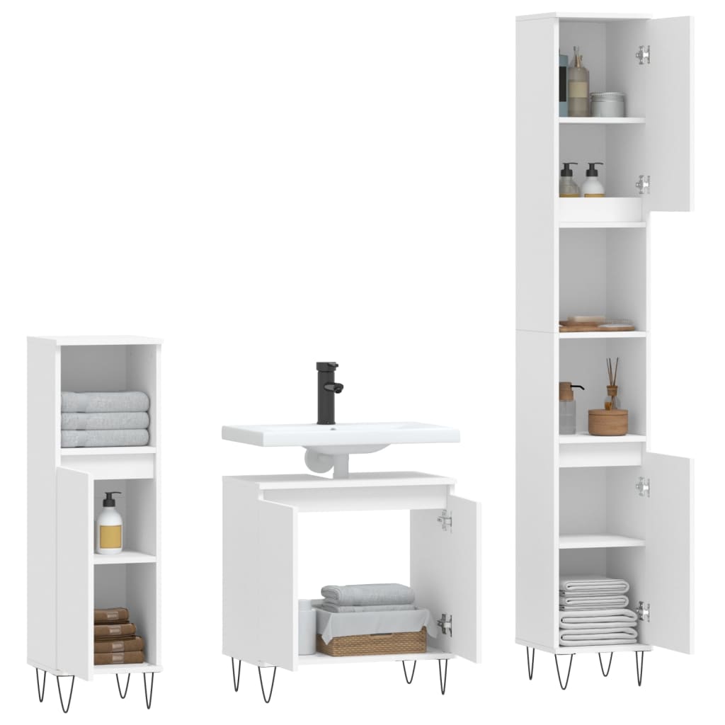 Set de muebles de baño 3 piezas madera blanco vidaXL