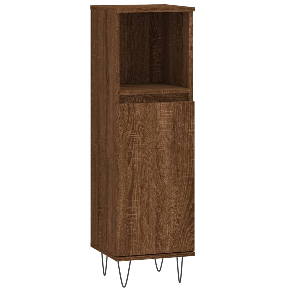 Set de muebles de baño 3 pzas madera roble marrón vidaXL