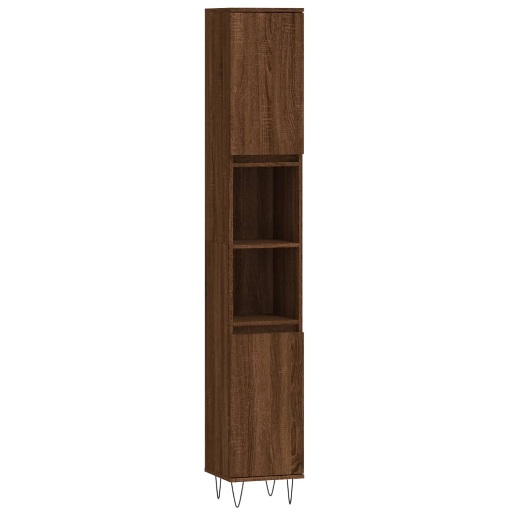 Set de muebles de baño 3 pzas madera roble marrón vidaXL