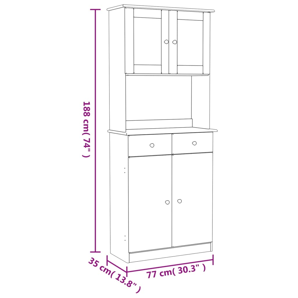 Aparador alto ALTA madera maciza de pino 77x35x188 cm vidaXL