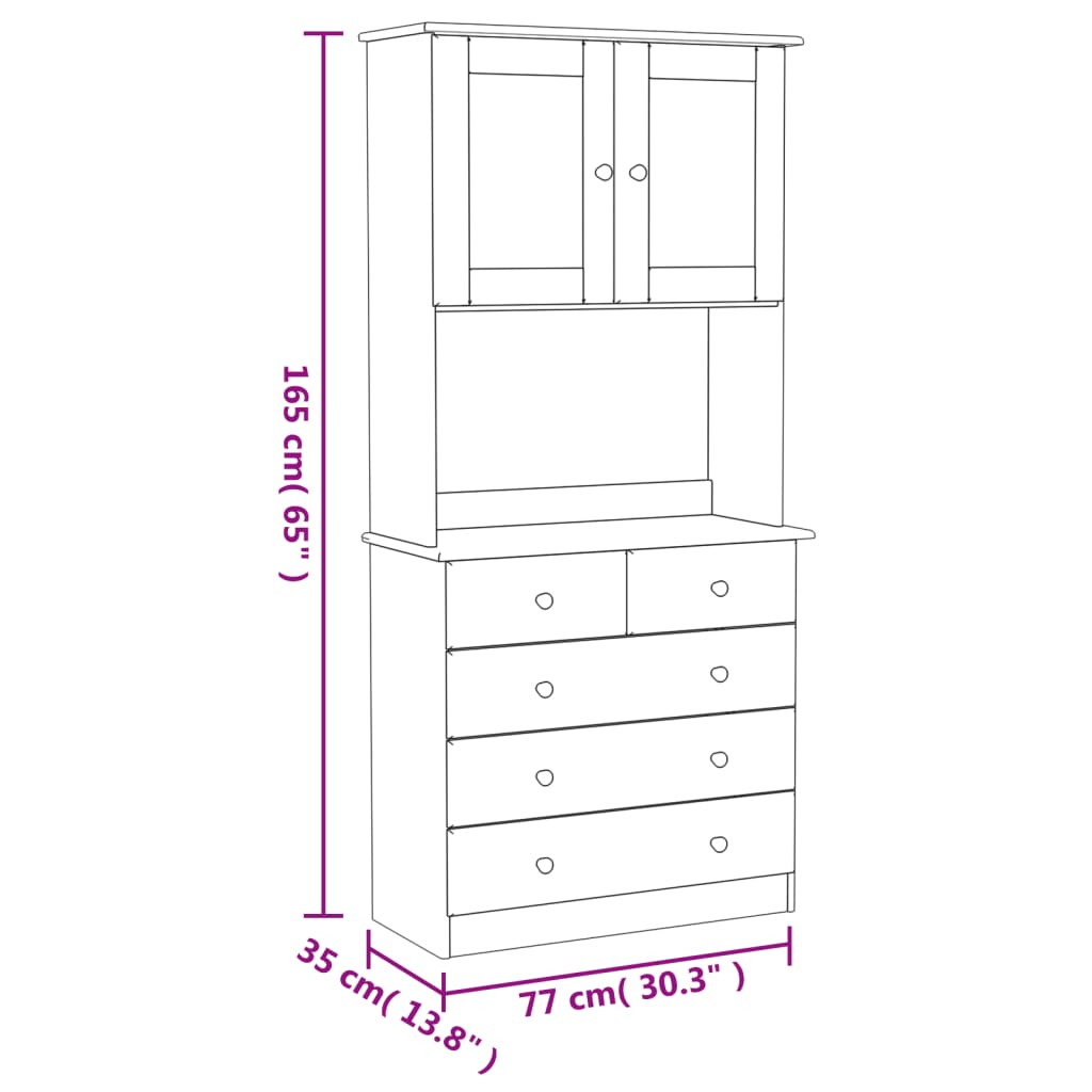 Aparador alto ALTA madera maciza de pino blanco 77x35x165 cm vidaXL