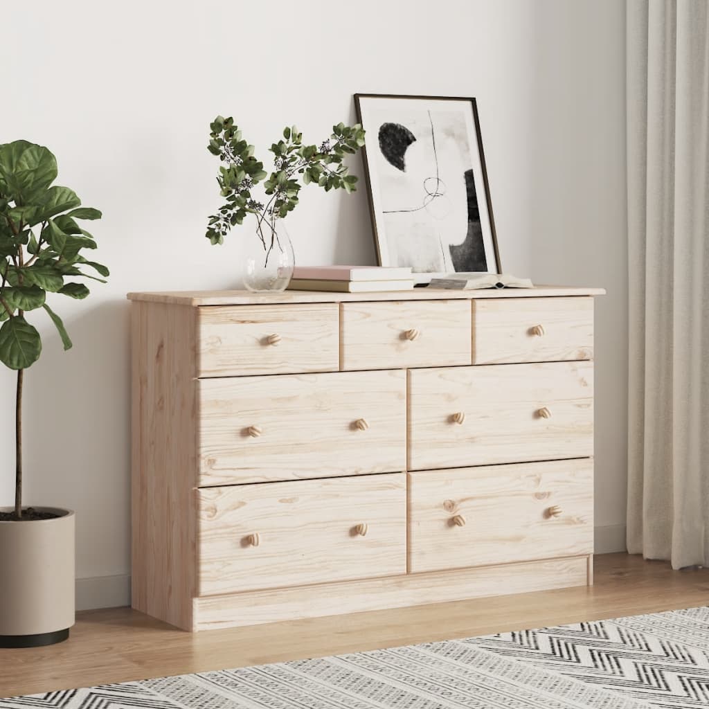 Cómoda cajonera alta madera maciza pino 112x35x73 cm v6530 Vetonek