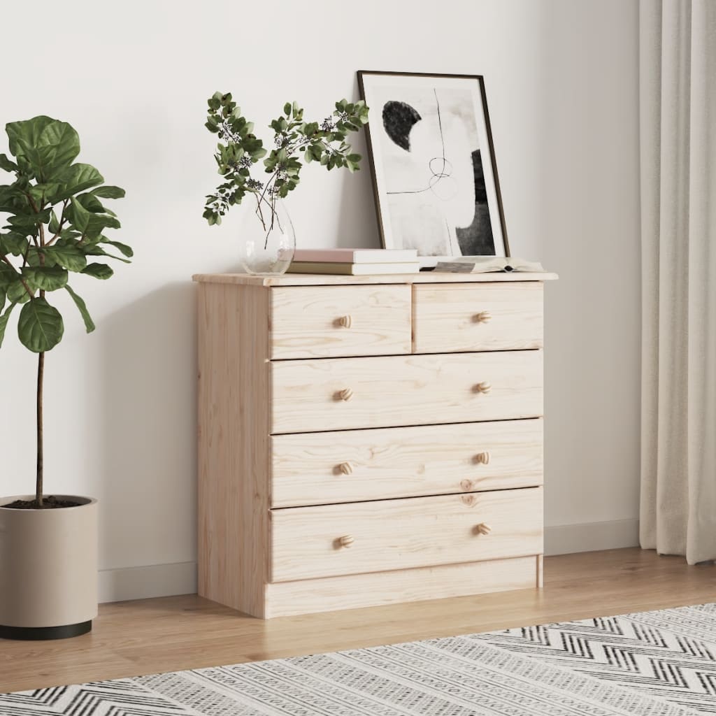 Cómoda alta madera maciza pino 77x35x73 cm v6554 Vetonek