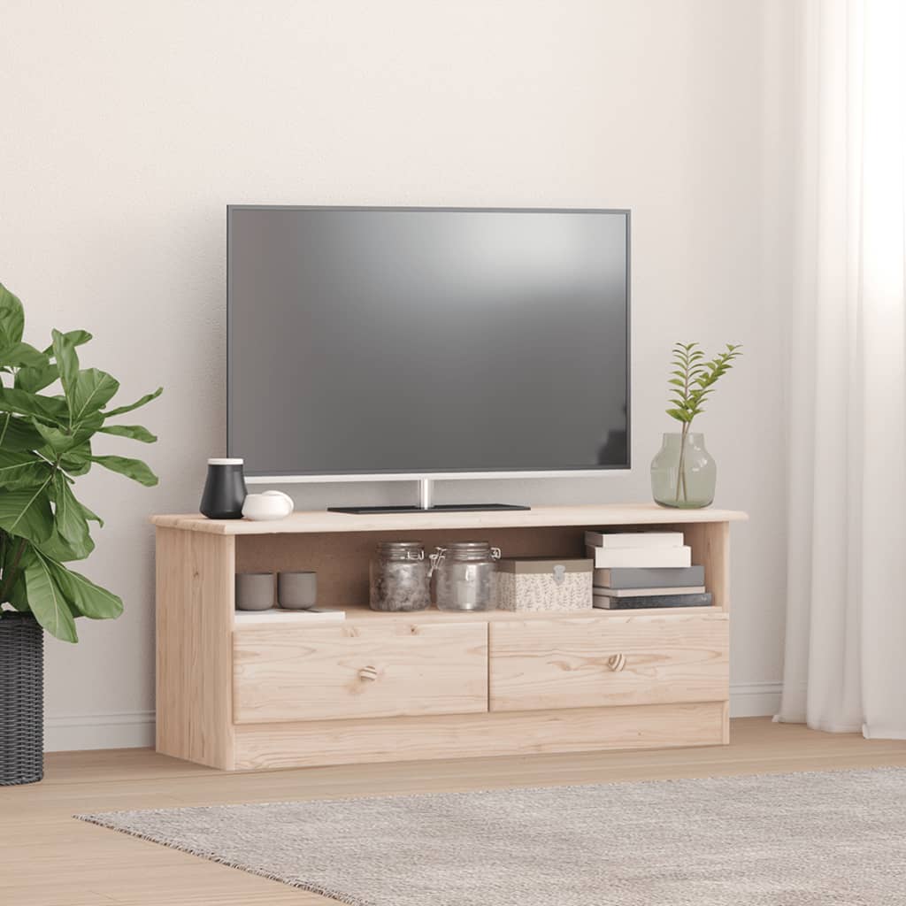 Vetonek Mueble de TV con cajones ALTA madera maciza pino 100x35x41 cm