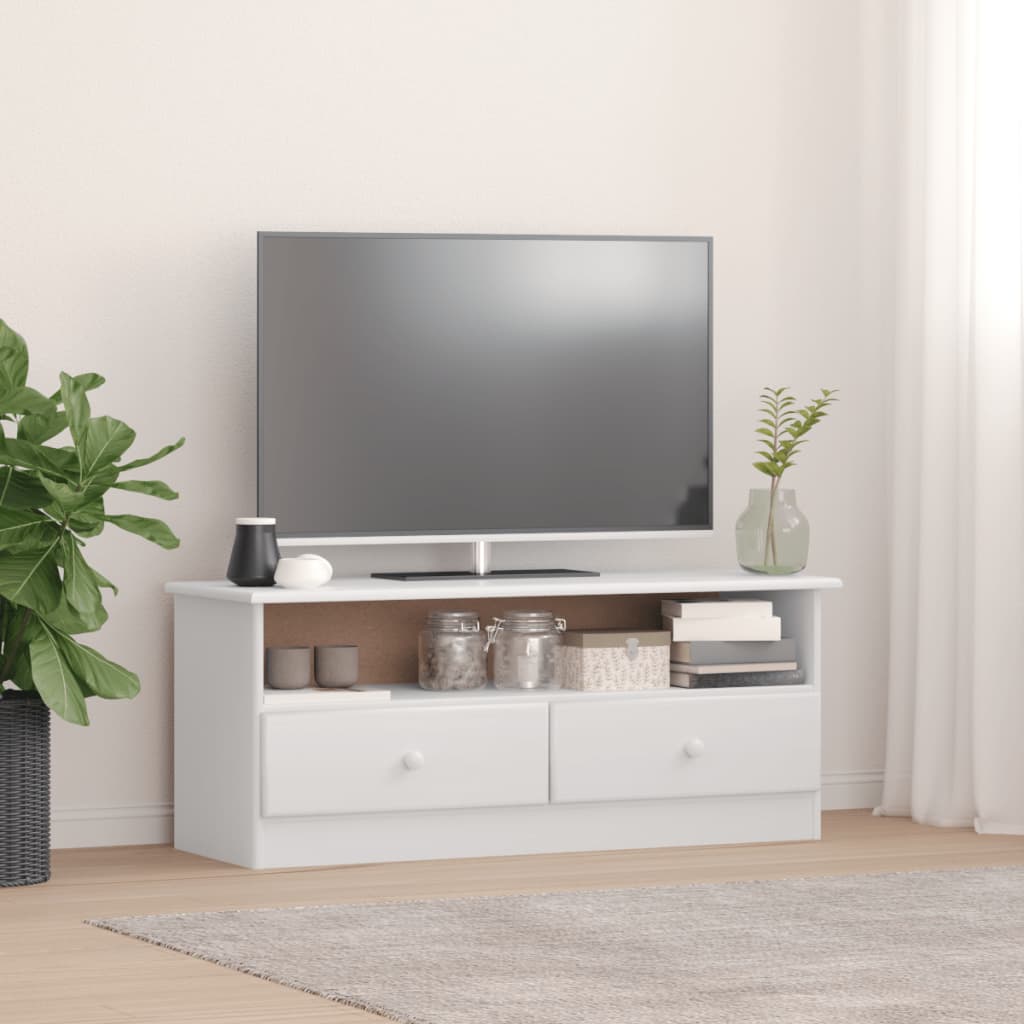 Vetonek Mueble de TV con cajones ALTA madera de pino blanco 100x35x41cm