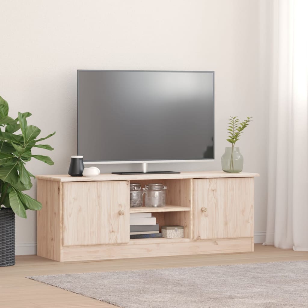 Vetonek Mueble de TV ALTA madera maciza de pino 112x35x41 cm