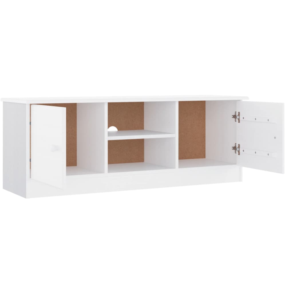 Mueble de TV ALTA madera maciza de pino blanco 112x35x41 cm