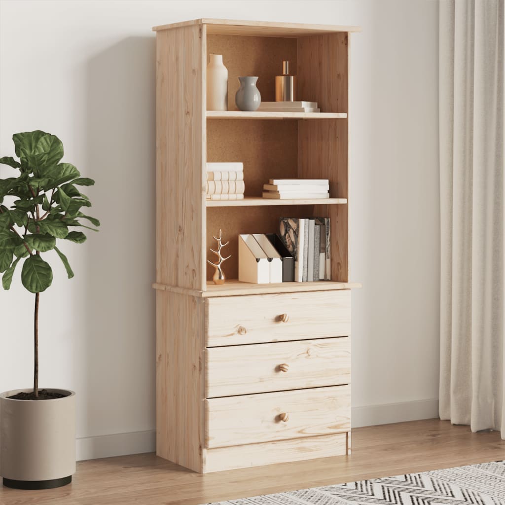 Vetonek Librería con cajones ALTA madera maciza de pino 60x35x142 cm