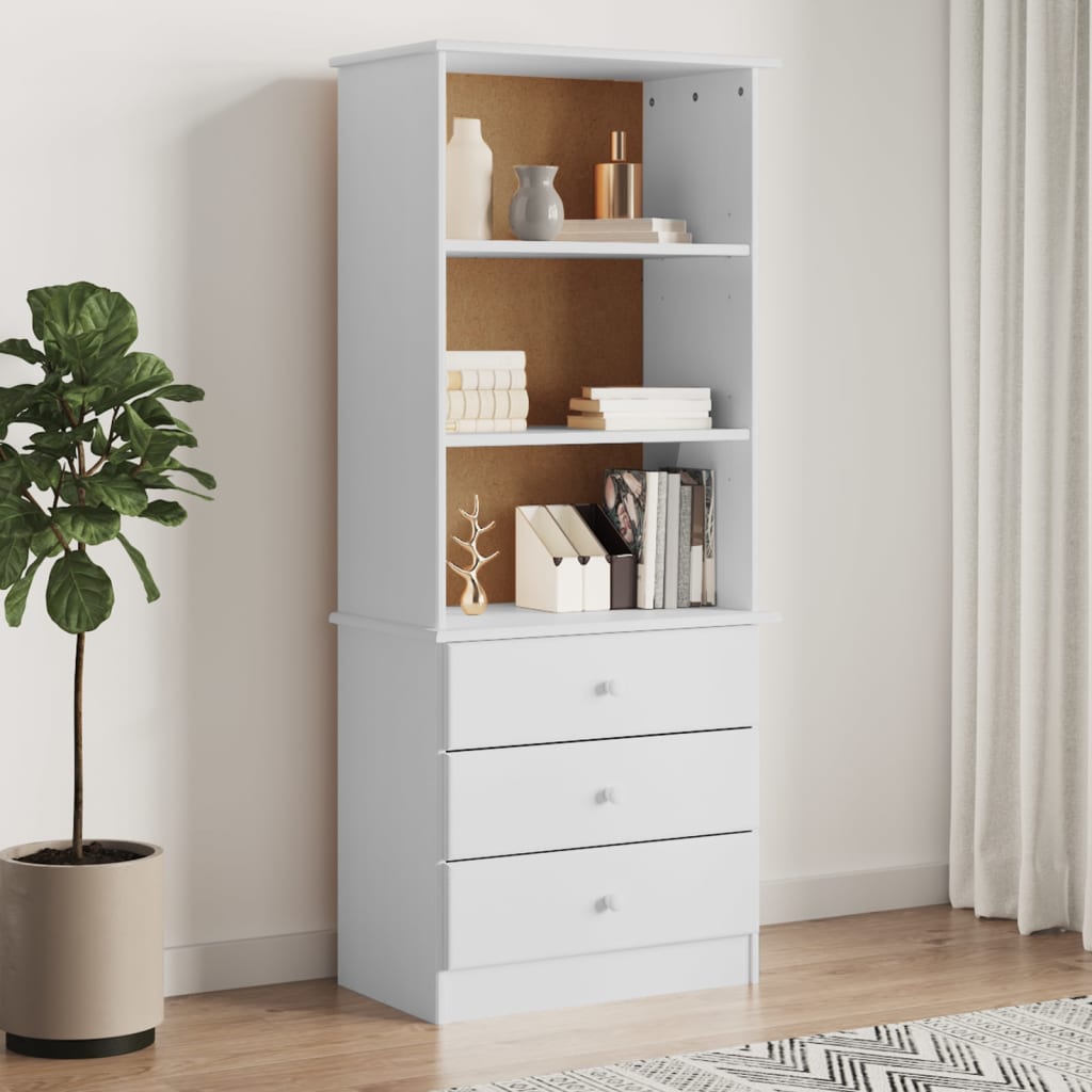 Vetonek Librería con cajones ALTA madera de pino blanco 60x35x142 cm