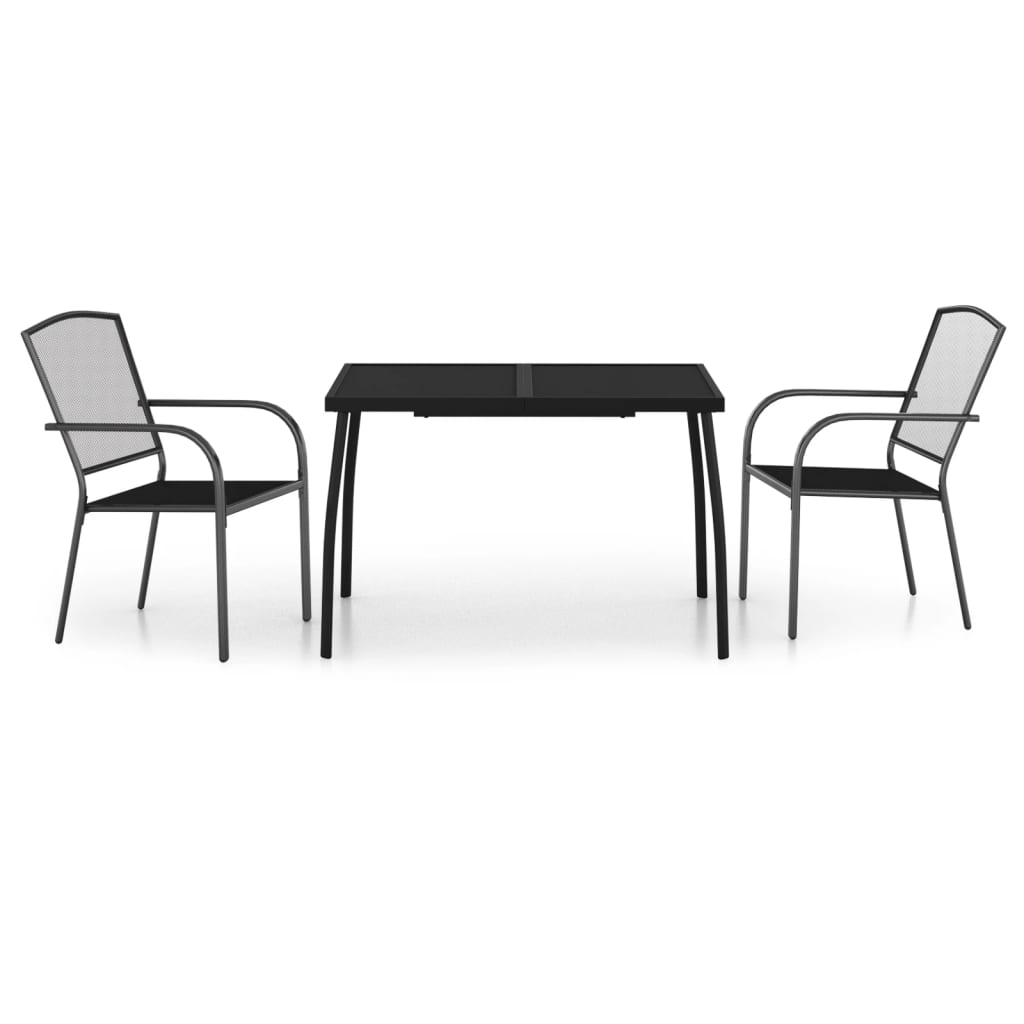 Juego de comedor de jardín 3 piezas acero gris antracita vidaXL