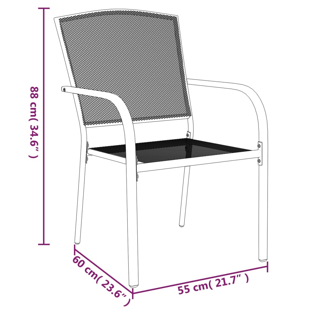 Juego de comedor de jardín 3 piezas acero gris antracita vidaXL