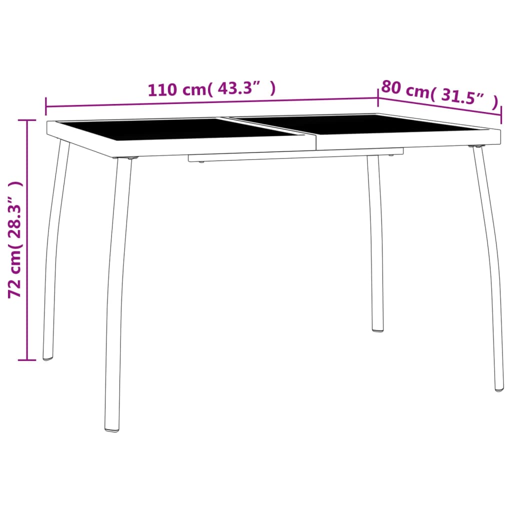 Juego de comedor de jardín 3 piezas acero gris antracita vidaXL