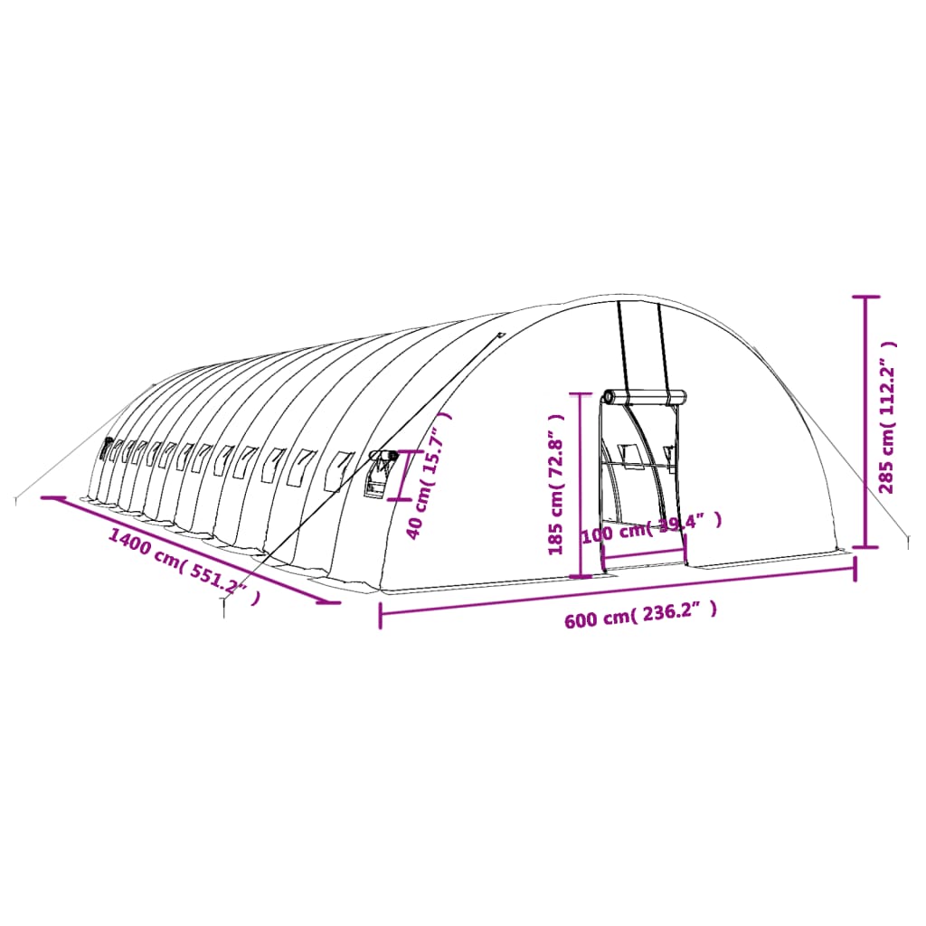 Invernadero con estructura de acero blanco 84 m² 14x6x2,85 m vidaXL