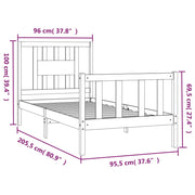 Estructura de cama sin colchón madera maciza de pino 90x200 cm - Vetonek