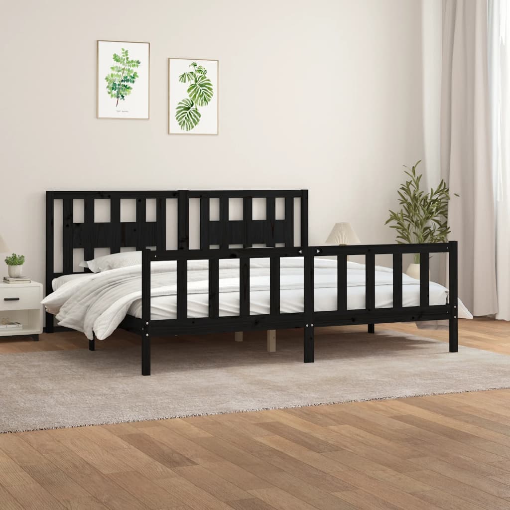 Vetonek Estructura de cama sin colchón madera de pino negro 200x200 cm