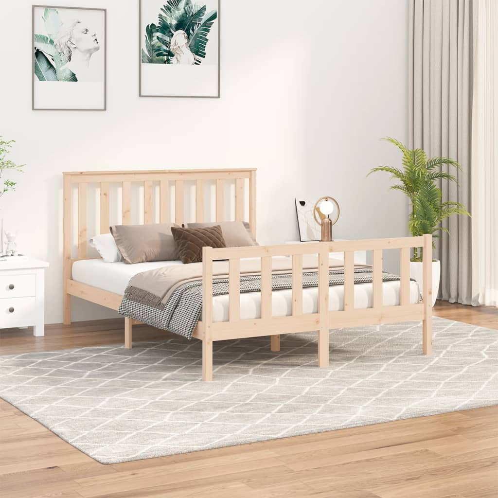 Vetonek Estructura de cama sin colchón madera de pino blanca 140x200 cm