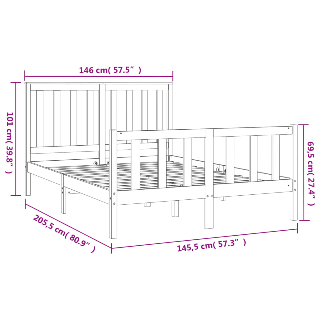 Estructura de cama sin colchón madera de pino blanca 140x200 cm vidaXL