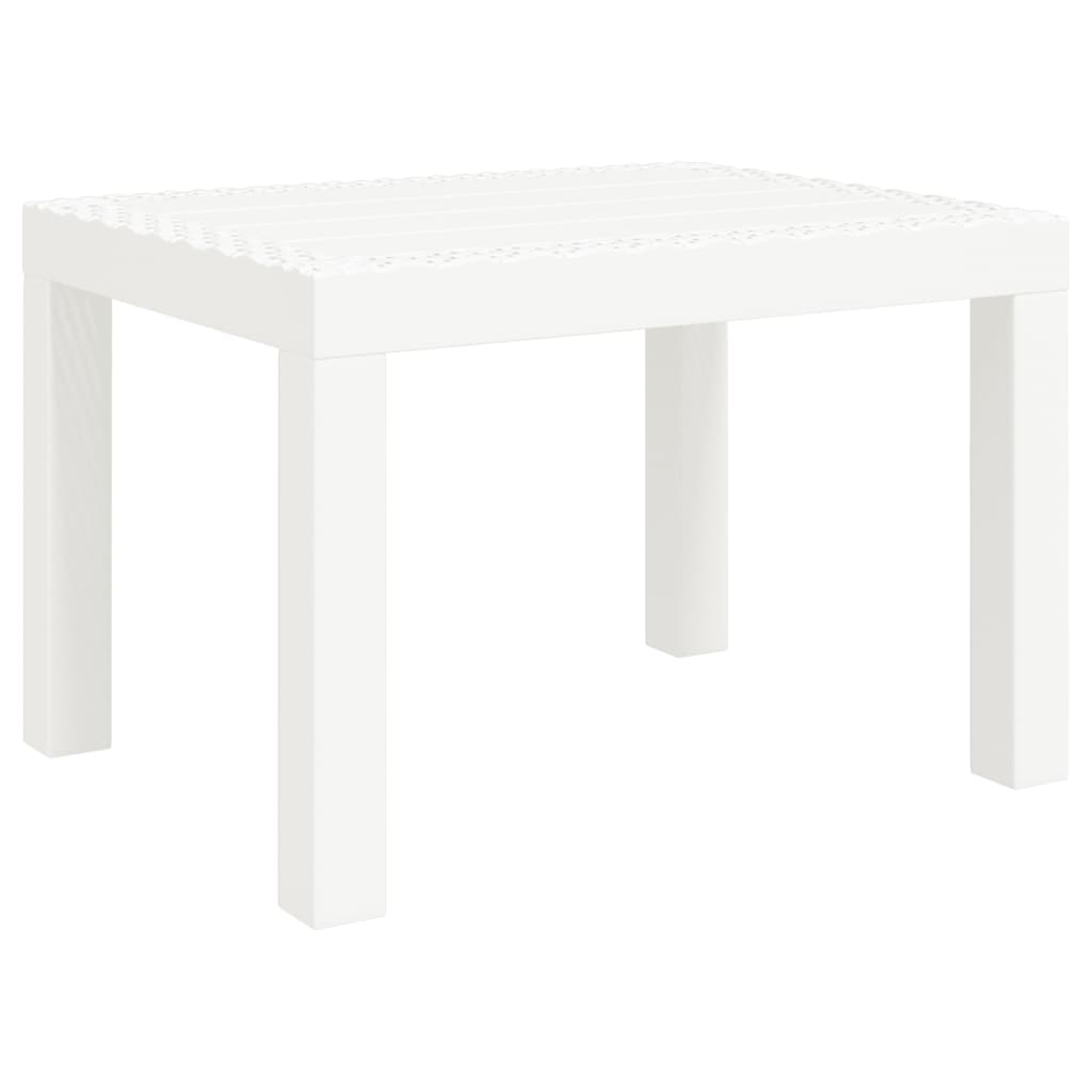 Mesa de jardín PP blanco 59x47x40 cm