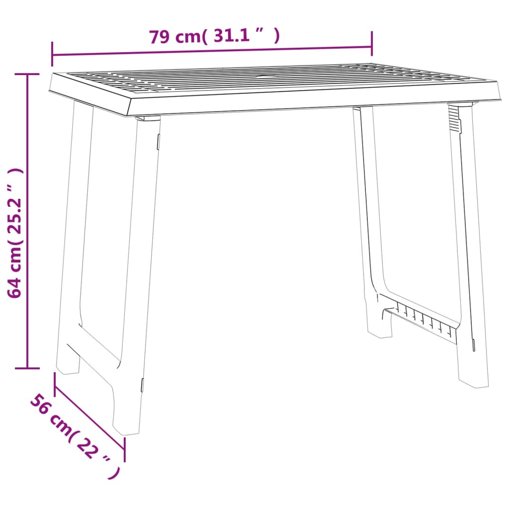 Mesa de camping con aspecto de madera PP verde 79x56x64 cm vidaXL