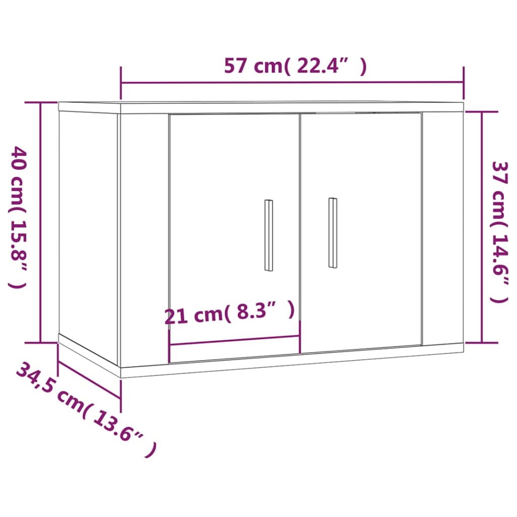 Muebles para TV de pared 2 uds blanco 57x34,5x40 cm vidaXL