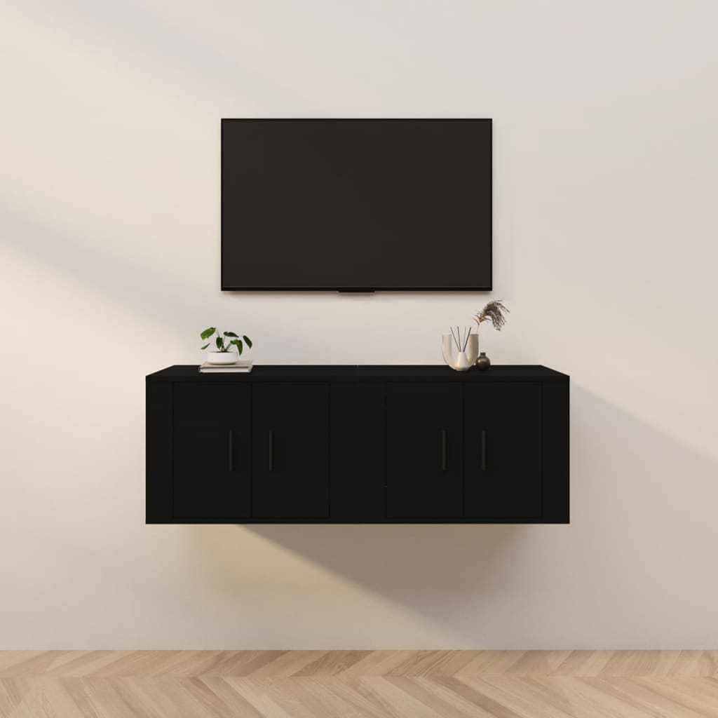 Vetonek Muebles para TV de pared 2 uds negro 57x34,5x40 cm