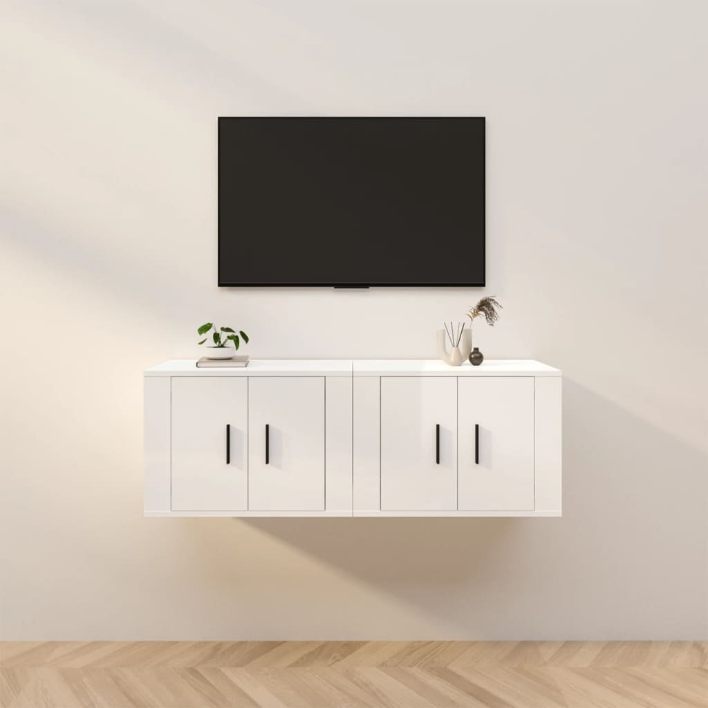 Vetonek Muebles para TV de pared 2 uds blanco brillante 57x34,5x40 cm