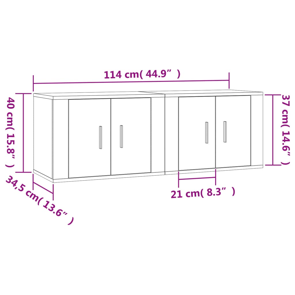 Muebles para TV de pared 2 uds roble marrón 57x34,5x40 cm vidaXL