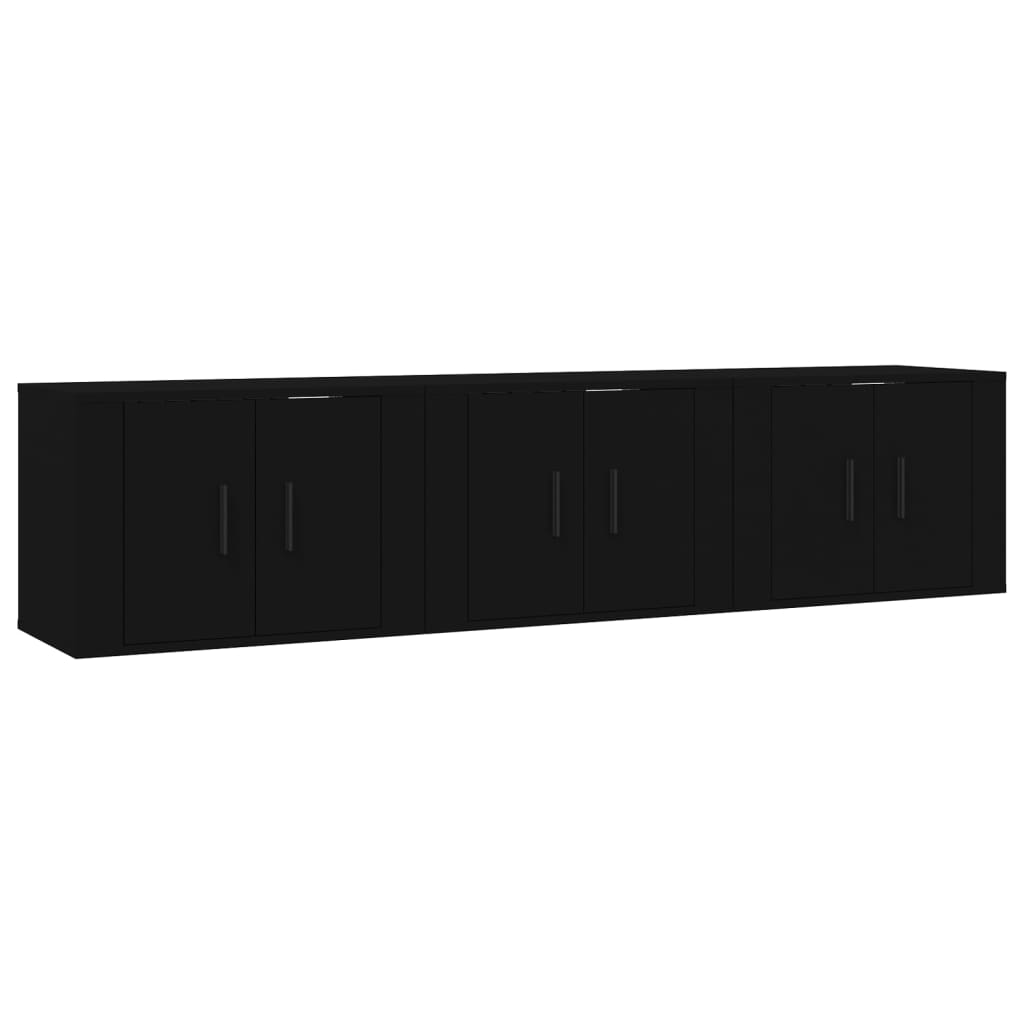 Muebles para TV de pared 3 uds negro 57x34,5x40 cm vidaXL