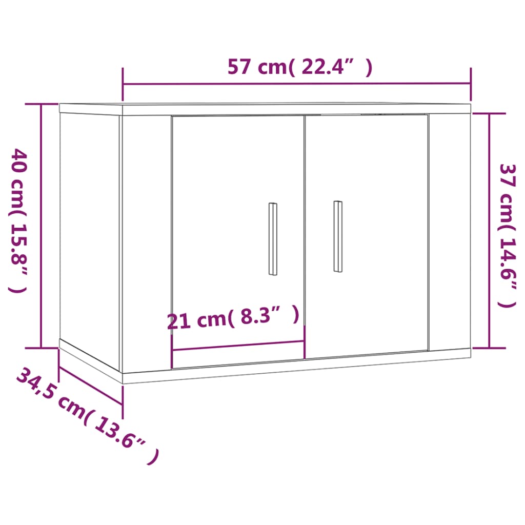 Muebles para TV de pared 3 uds negro 57x34,5x40 cm vidaXL