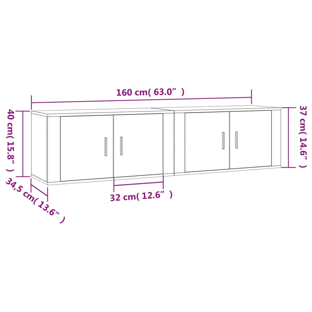 Muebles para TV de pared 2 uds roble ahumado 80x34,5x40 cm vidaXL