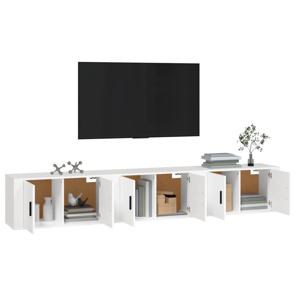 Móveis de TV de parede 3 UDS Blanco 80x34,5x40 cm