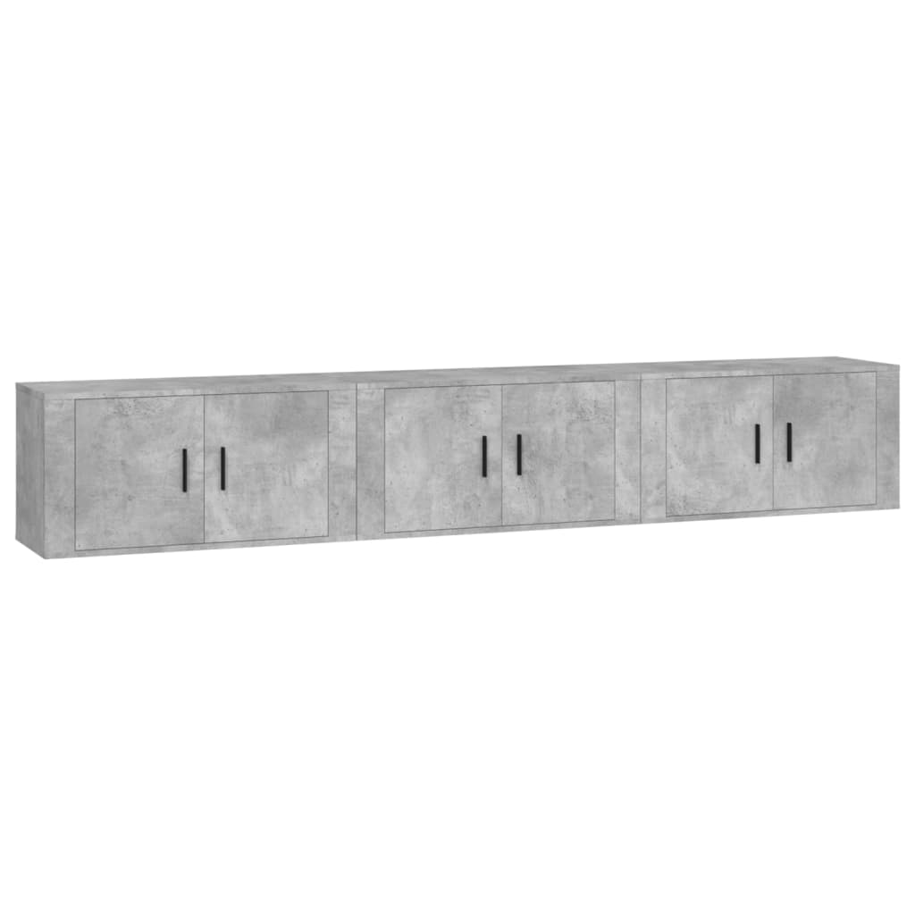 Muebles para TV de pared 3 uds gris hormigón 80x34,5x40 cm vidaXL