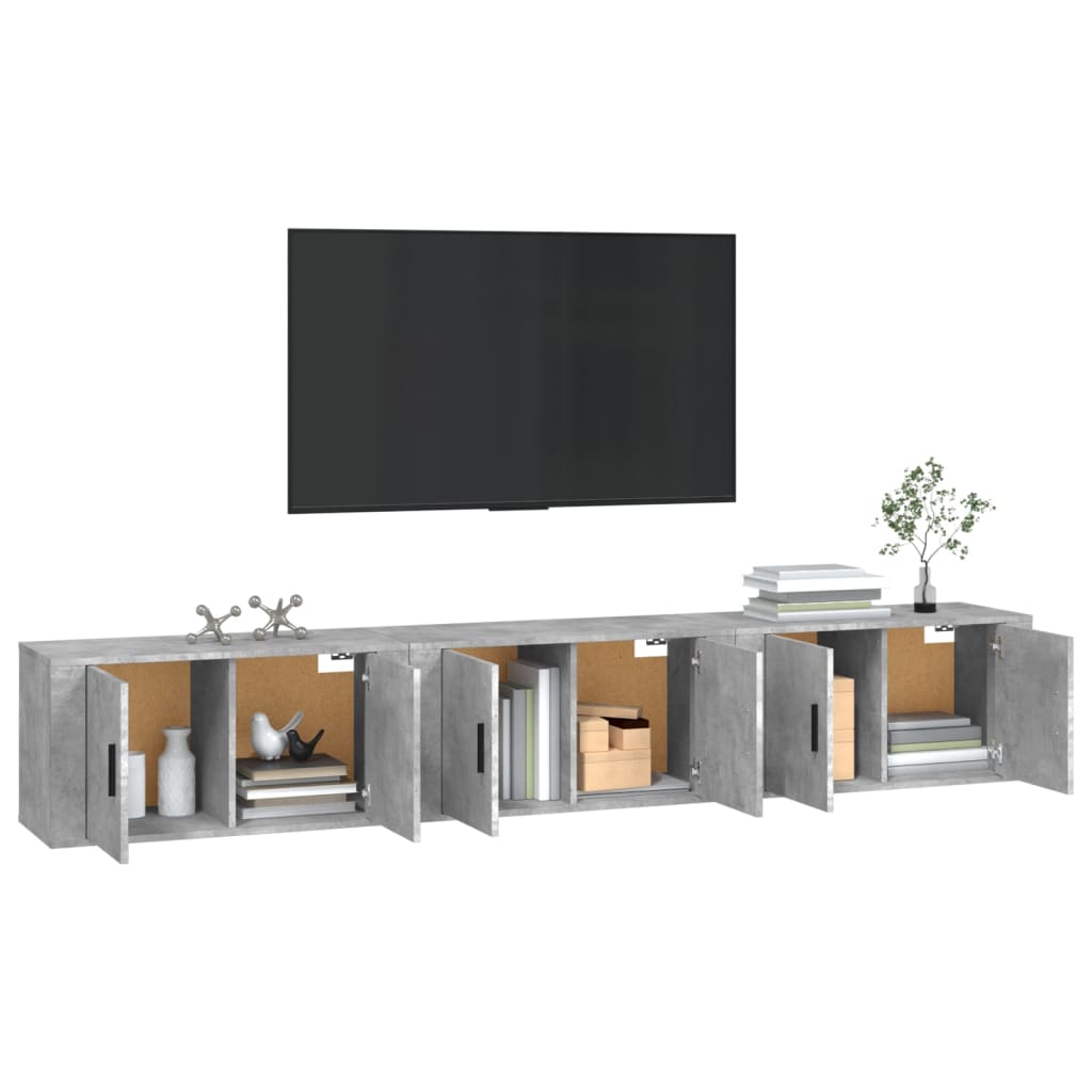 Muebles para TV de pared 3 uds gris hormigón 80x34,5x40 cm vidaXL