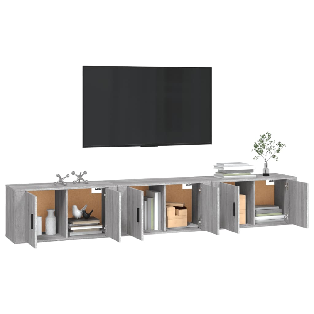 Muebles para TV de pared 3 uds gris Sonoma 80x34,5x40 cm