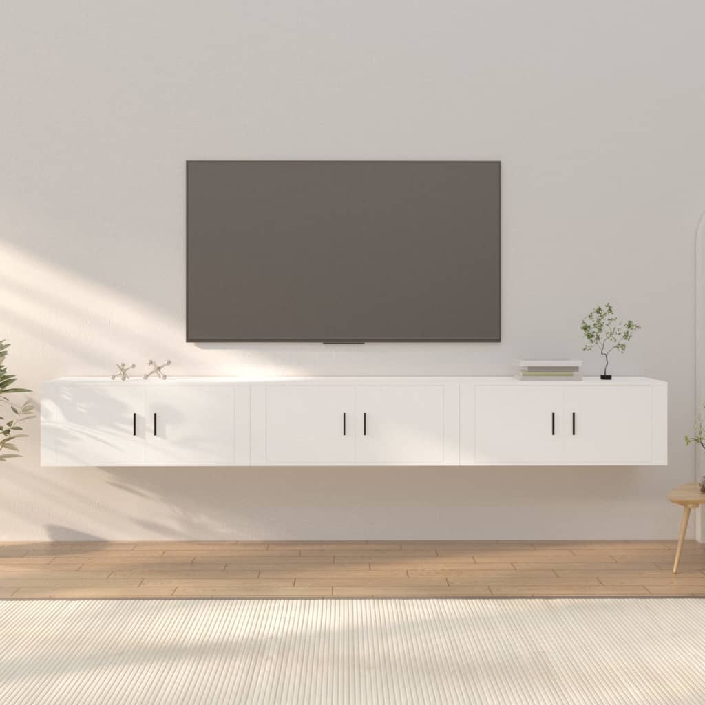 Vetonek Muebles para TV de pared 3 uds blanco 100x34,5x40 cm