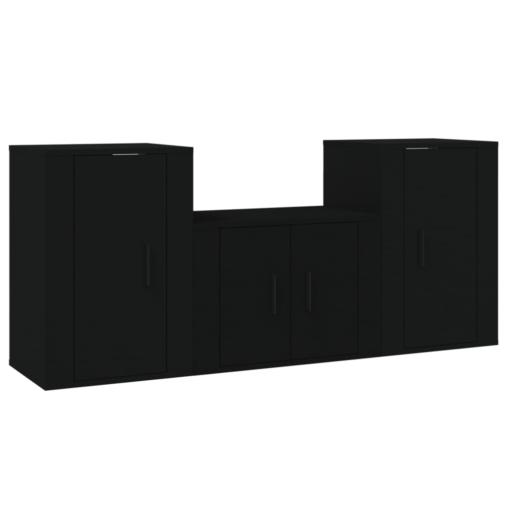 Set de muebles para TV 3 piezas madera negro vidaXL