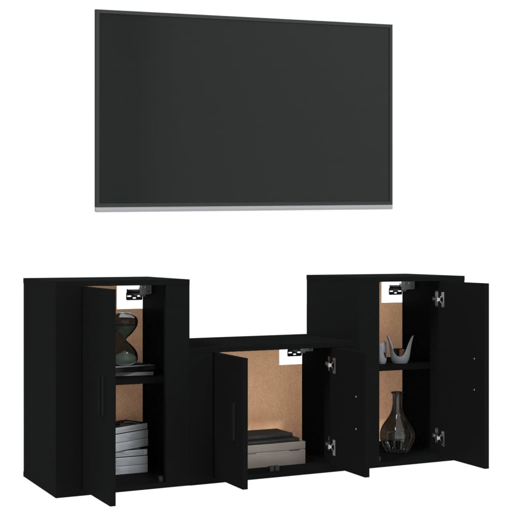 Set de muebles para TV 3 piezas madera negro vidaXL