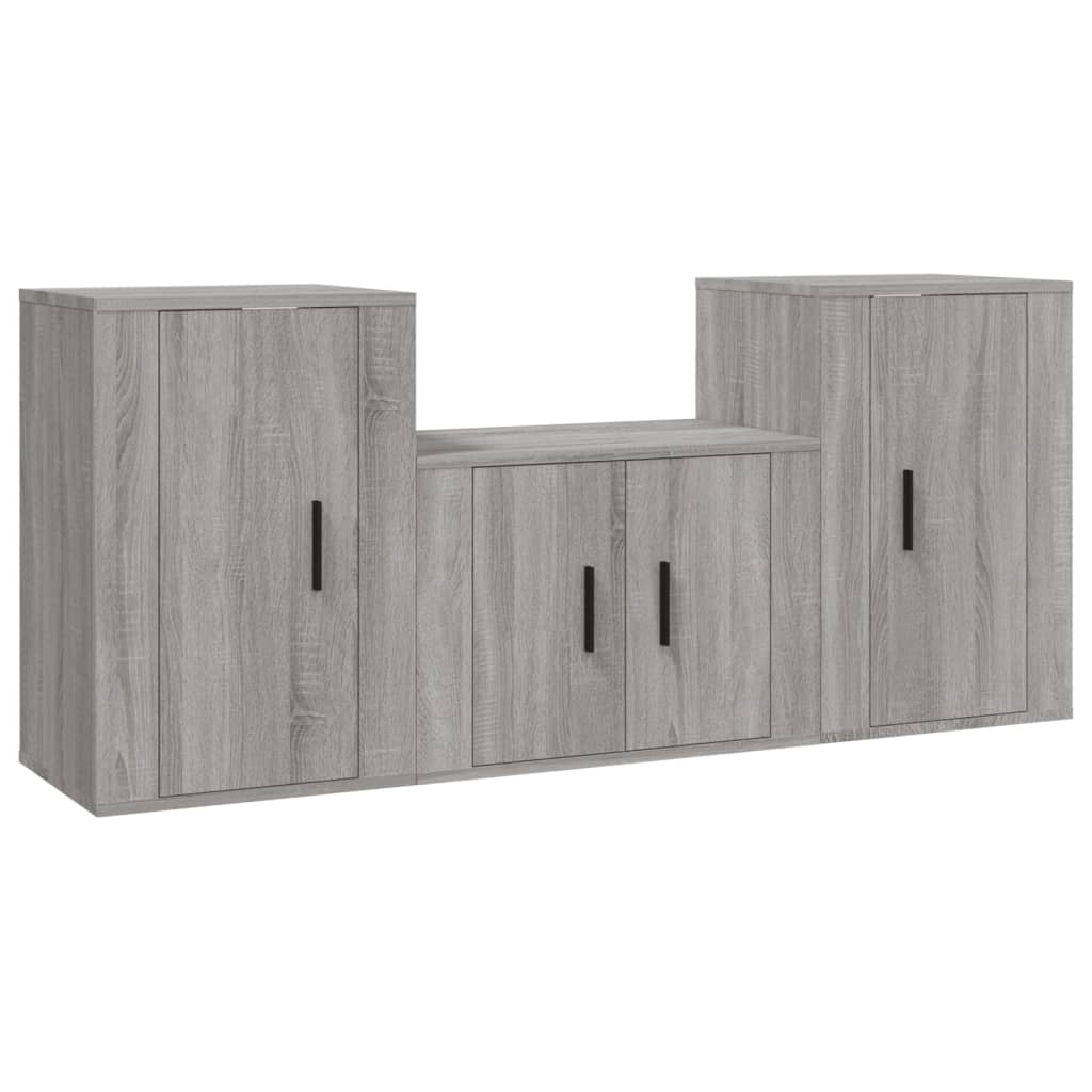 Set de muebles para TV 3 pzas madera gris Sonoma vidaXL