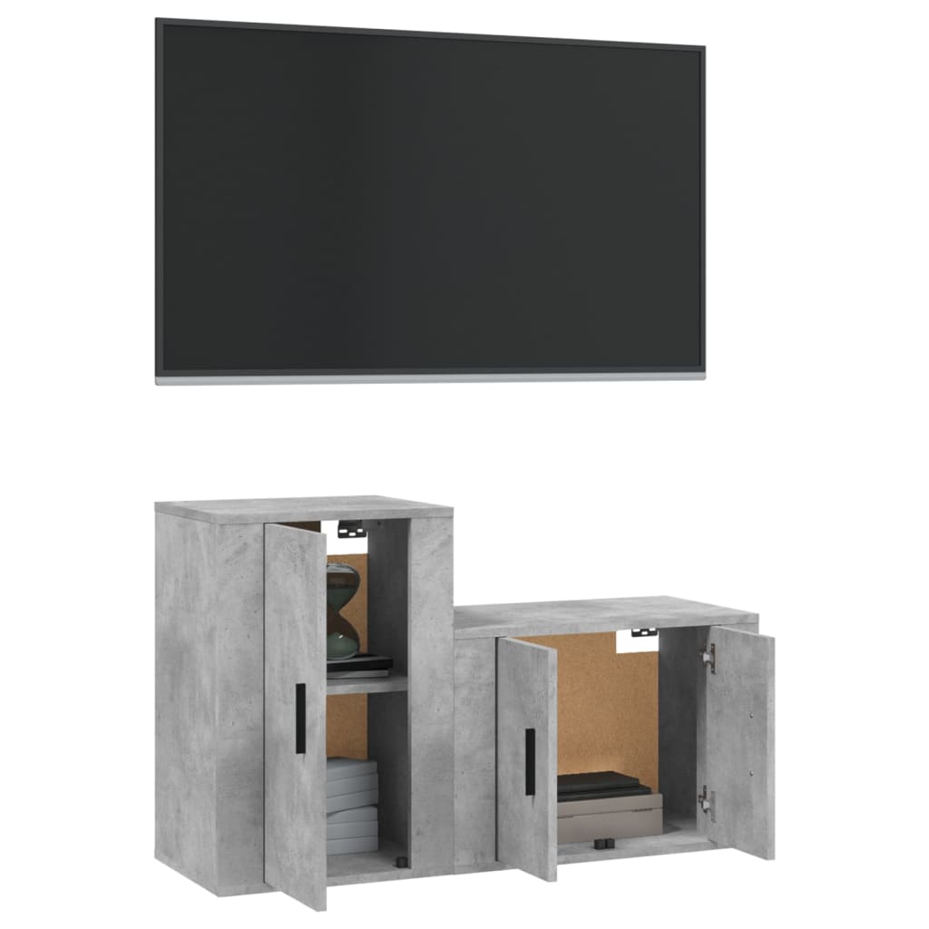 TV furniture set 2 pcs gray wood concrete