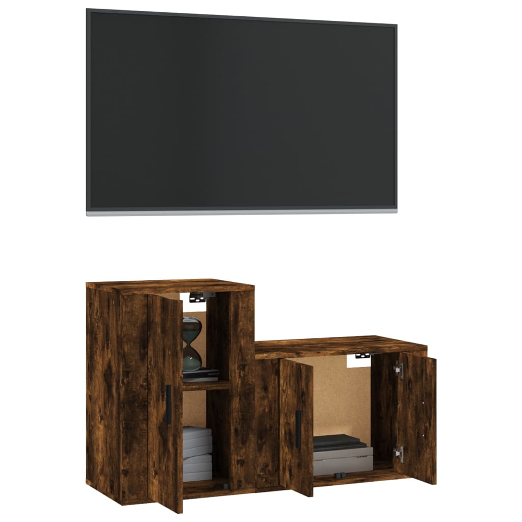 Set de muebles de TV 2 pzas madera roble ahumado vidaXL