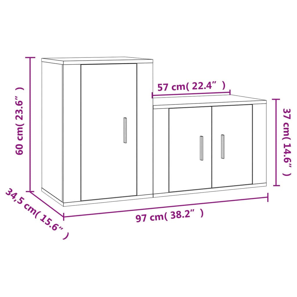 Set de muebles de TV 2 pzas madera roble ahumado vidaXL