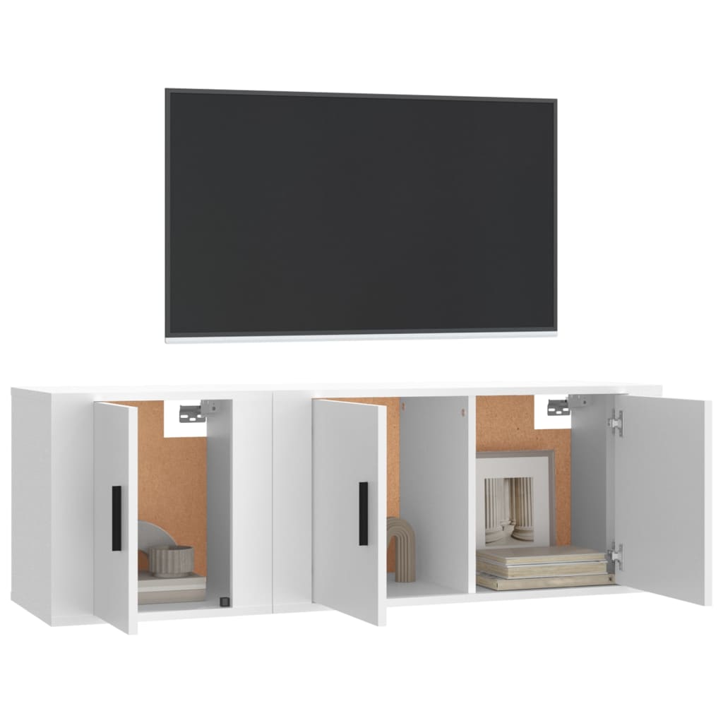 Set de muebles de TV 2 piezas madera blanco