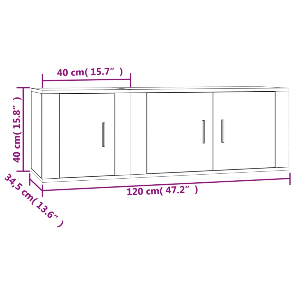 Set de muebles de TV 2 pzas madera roble ahumado vidaXL