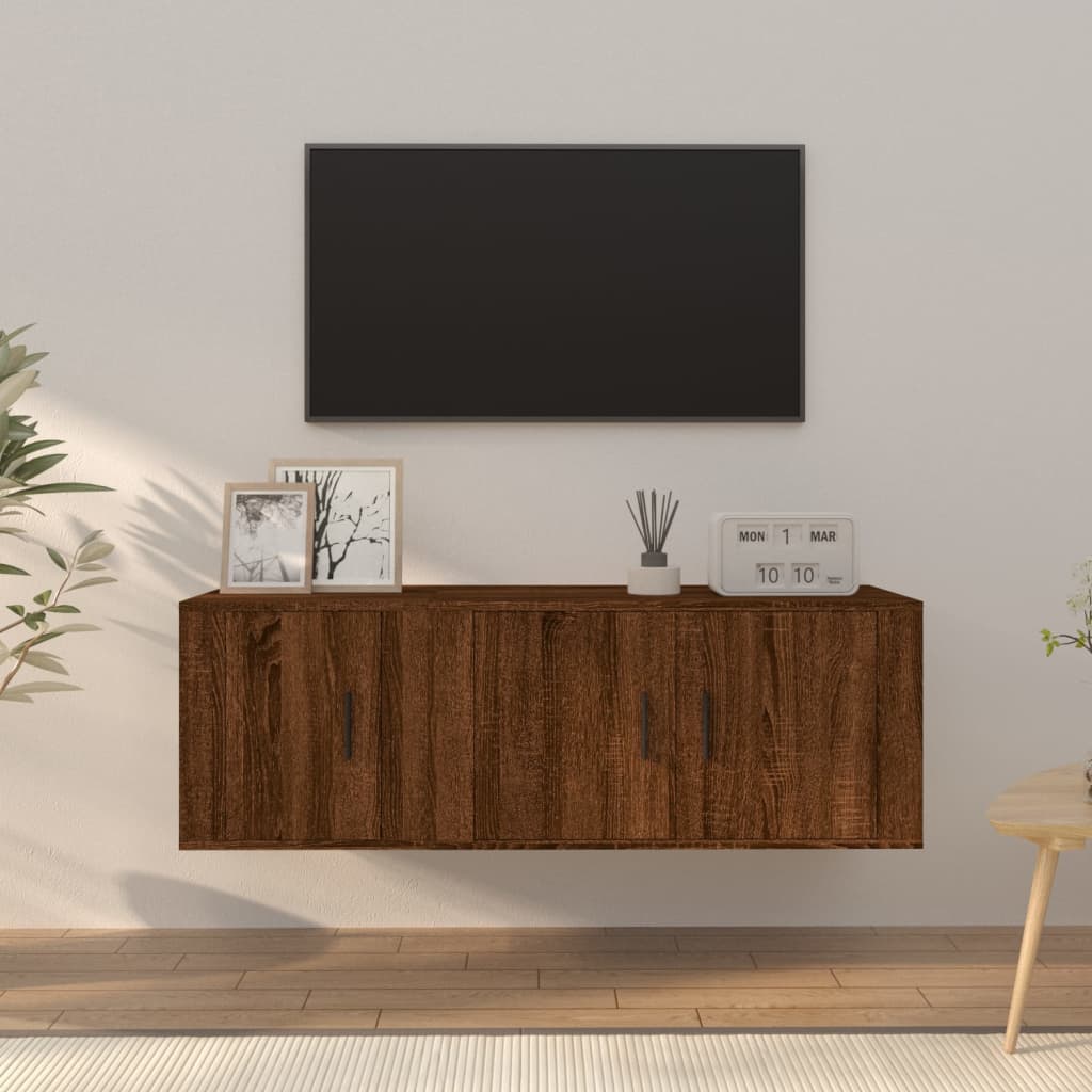 Vetonek Set de muebles para TV 2 pzas madera contrachapada roble marrón