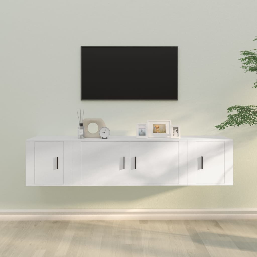 Vetonek Set de muebles de TV 3 piezas madera contrachapada blanco