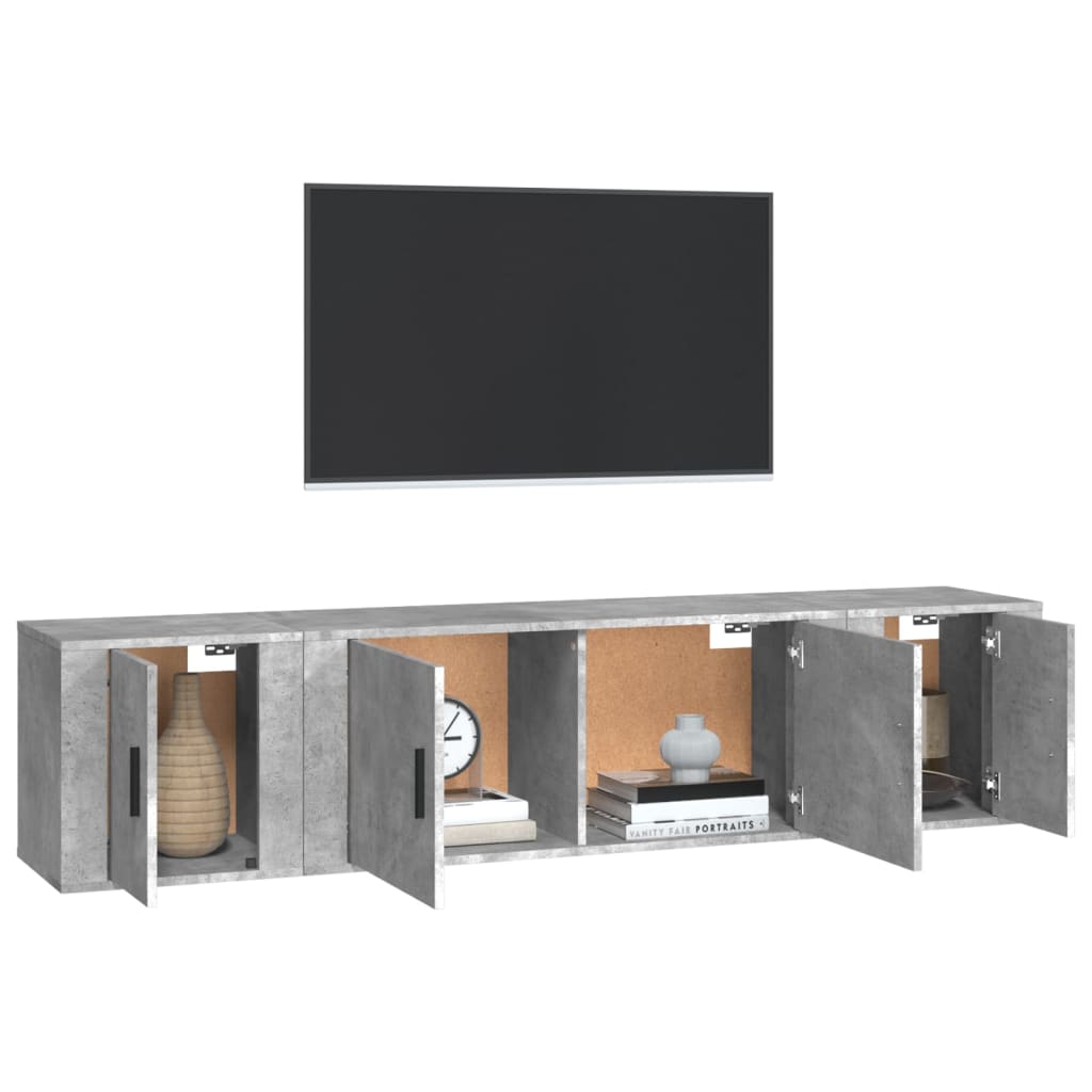 Set de muebles de TV 3 pzas madera gris hormigón vidaXL