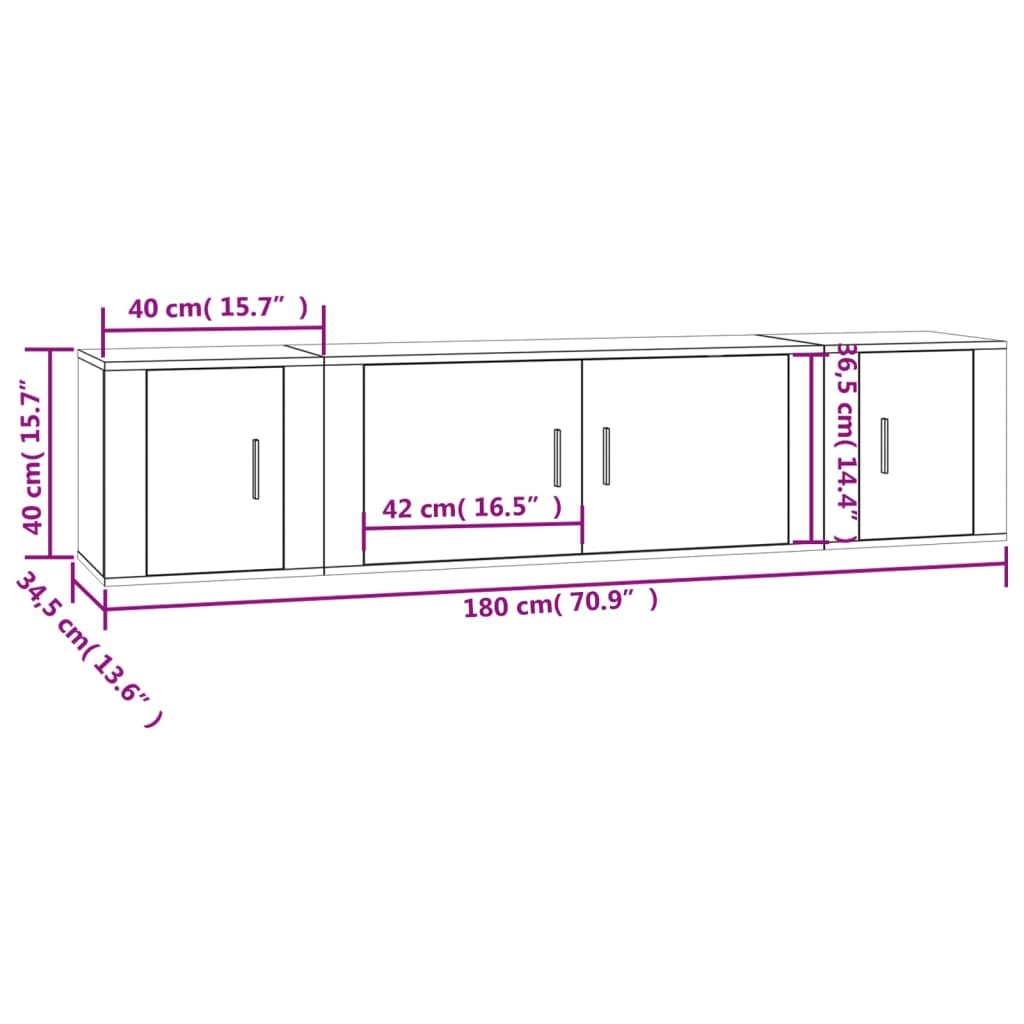 Set de muebles de TV 3 pzas madera gris hormigón vidaXL